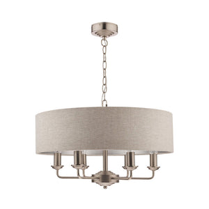 Laura Ashley Sorrento Satin Nickel 6 Light Armed Ceiling Light with Natural Shade LA3518806-Q