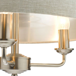 Laura Ashley Sorrento 3-Light Pendant in Brushed Chrome with Natural Shade LA3567326-Q