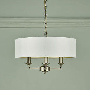 Laura Ashley Sorrento 3-Light Pendant in Antique Brass with Ivory Shade LA3621363-Q