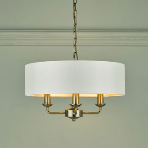Laura Ashley Sorrento 3-Light Pendant in Antique Brass with Ivory Shade LA3621363-Q