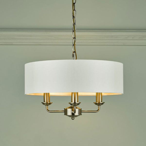 Laura Ashley Sorrento 3-Light Pendant in Antique Brass with Ivory Shade LA3621363-Q