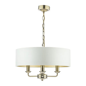 Laura Ashley Sorrento 3-Light Pendant in Antique Brass with Ivory Shade LA3621363-Q