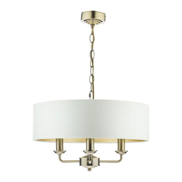 Laura Ashley Sorrento 3-Light Pendant in Antique Brass with Ivory Shade LA3621363-Q