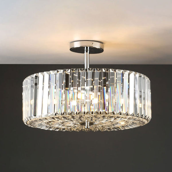 Laura Ashley Fernhurst 4 Light Semi Flush Ceiling Light In Polished Chrome And Crystal Glass LA3649007-Q