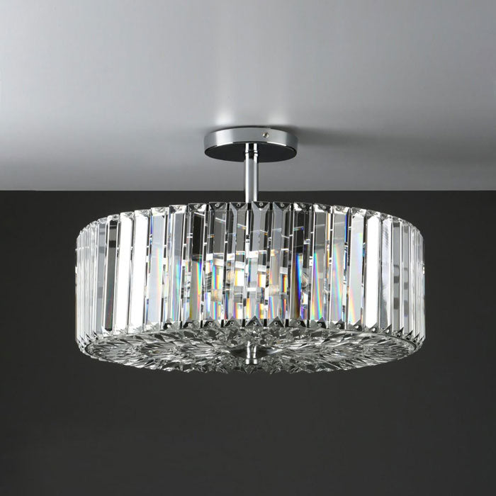 Laura Ashley Fernhurst 4 Light Semi Flush Ceiling Light In Polished Chrome And Crystal Glass LA3649007-Q
