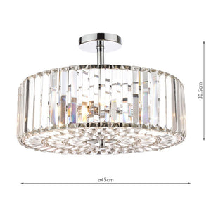 Laura Ashley Fernhurst 4 Light Semi Flush Ceiling Light In Polished Chrome And Crystal Glass LA3649007-Q