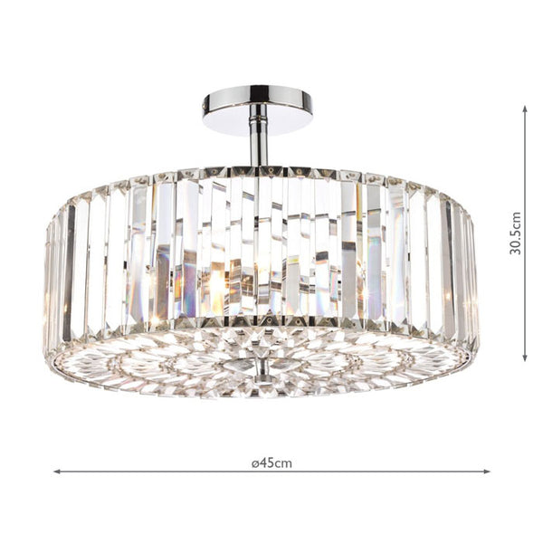 Laura Ashley Fernhurst 4 Light Semi Flush Ceiling Light In Polished Chrome And Crystal Glass LA3649007-Q