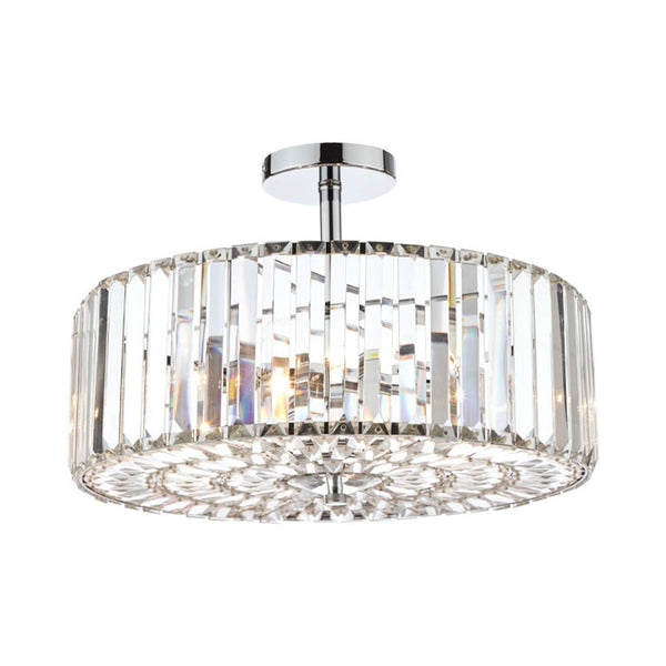 Laura Ashley Fernhurst 4 Light Semi Flush Ceiling Light In Polished Chrome And Crystal Glass LA3649007-Q