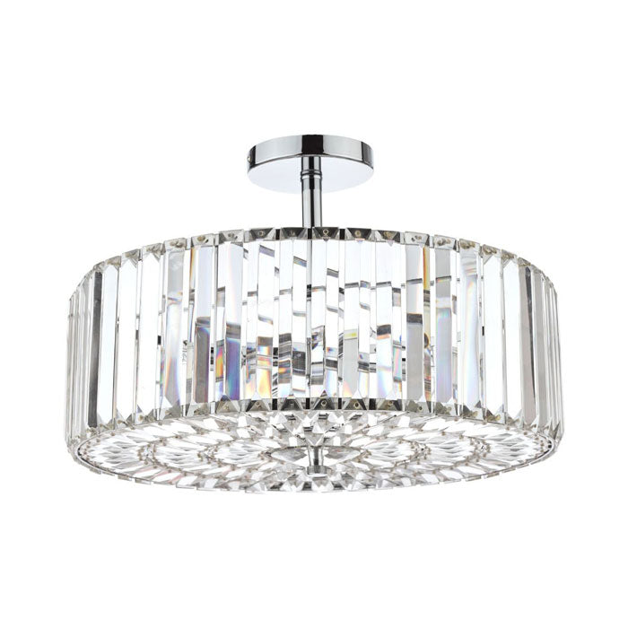 Laura Ashley Fernhurst 4 Light Semi Flush Ceiling Light In Polished Chrome And Crystal Glass LA3649007-Q