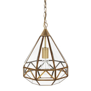 Laura Ashley Zaria Pendant in Antique Brass Glass LA3650506-Q