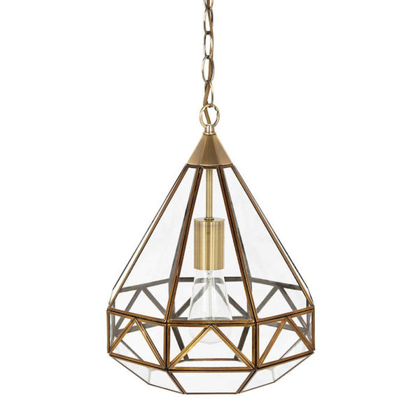 Laura Ashley Zaria Pendant in Antique Brass Glass LA3650506-Q