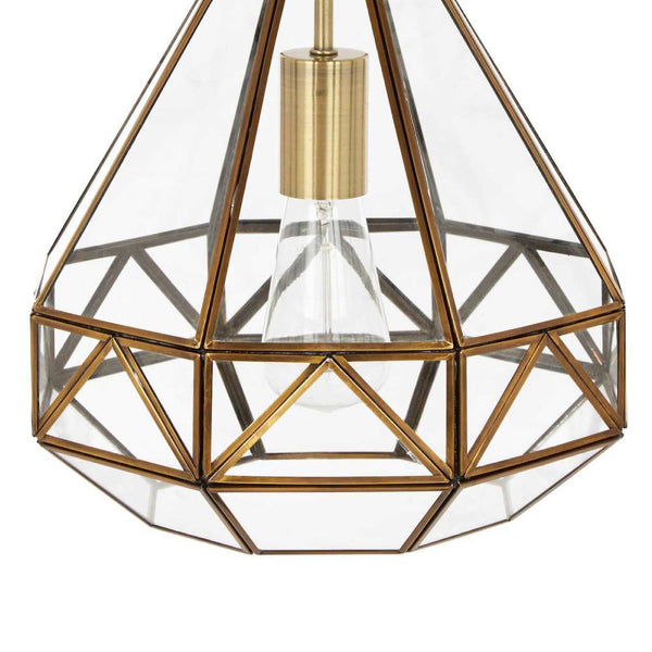 Laura Ashley Zaria Pendant in Antique Brass Glass LA3650506-Q