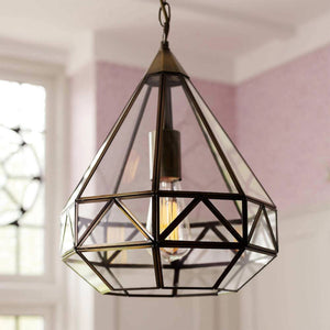Laura Ashley Zaria Pendant in Antique Brass Glass LA3650506-Q