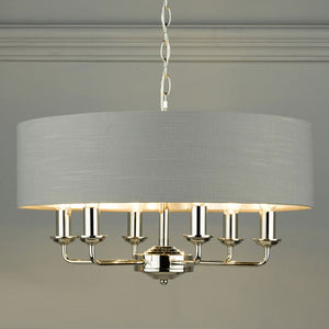 Laura Ashley Sorrento 6-Light Pendant Polished Nickel With Charcoal Shade LA3668938-Q