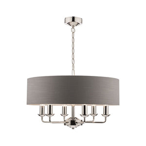 Laura Ashley Sorrento 6-Light Pendant Polished Nickel With Charcoal Shade LA3668938-Q
