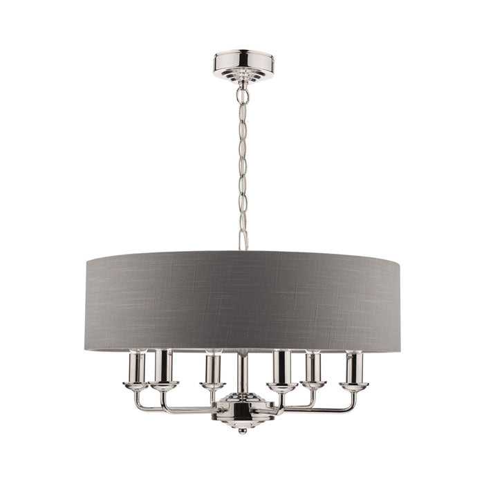 Laura Ashley Sorrento 6-Light Pendant Polished Nickel With Charcoal Shade LA3668938-Q