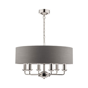 Laura Ashley Sorrento 6-Light Pendant Polished Nickel With Charcoal Shade LA3668938-Q
