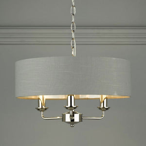 Laura Ashley Sorrento 3-Light Pendant in Polished Nickel with Charcoal Shade LA3688867-Q