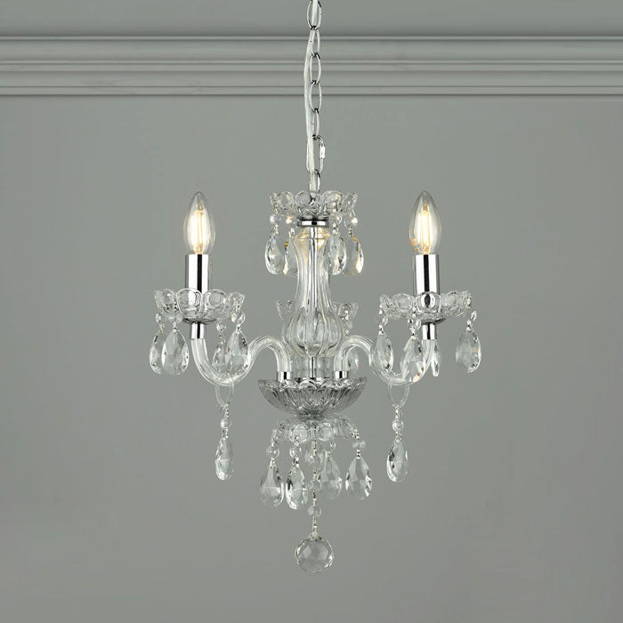 Harriet 3 Light Crystal & Polished Chrome Chandelier