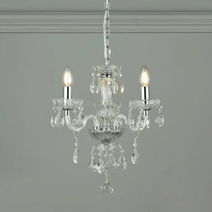 Harriet 3 Light Crystal & Polished Chrome Chandelier