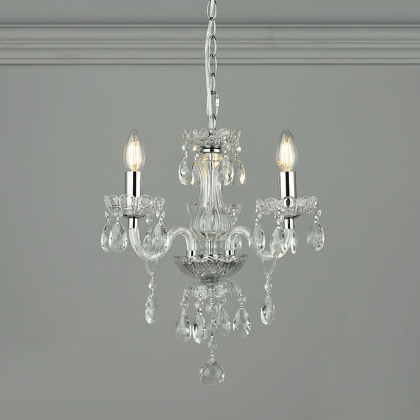 Harriet 3 Light Crystal & Polished Chrome Chandelier