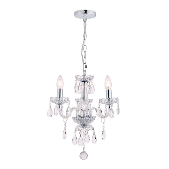 Harriet 3 Light Crystal & Polished Chrome Chandelier