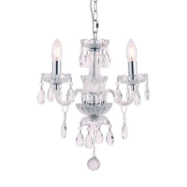 Harriet 3 Light Crystal & Polished Chrome Chandelier
