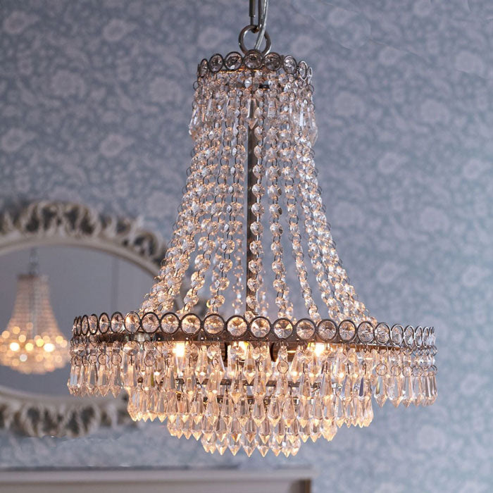 Laura Ashley Enid 5 Light Chandelier Polished Nickel & Cut Glass LA3691119-Q
