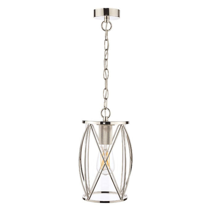 Laura Ashley Beckworth Single Pendant in Polished Nickel with Glass LA