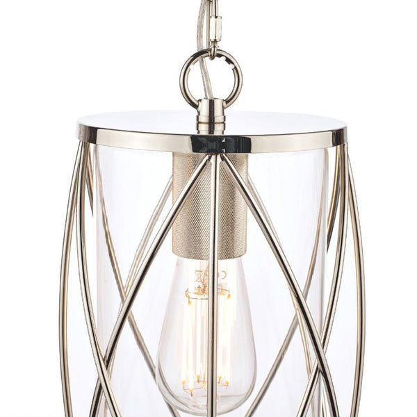 Laura Ashley Beckworth Single Pendant in Polished Nickel with Glass LA3707566-Q