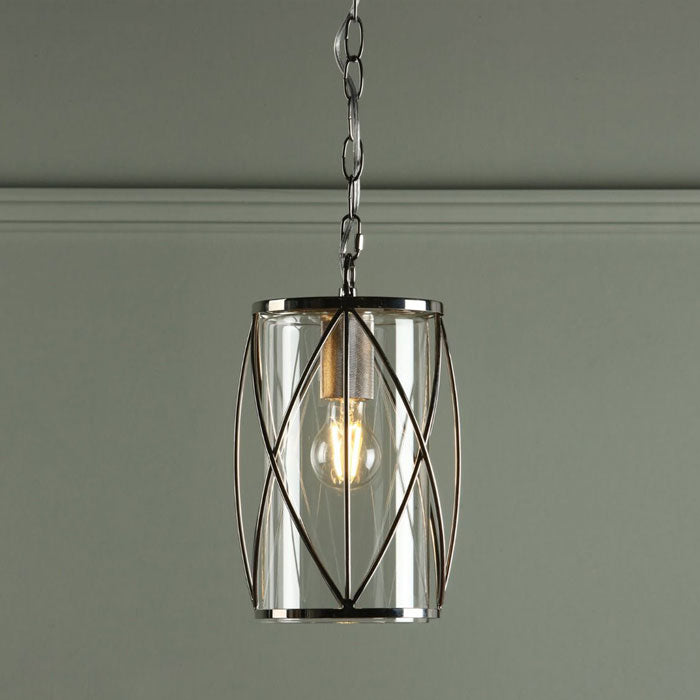 Laura Ashley Beckworth Single Pendant in Polished Nickel with Glass LA3707566-Q