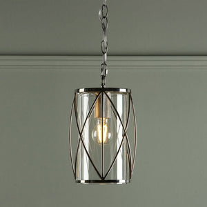 Laura Ashley Beckworth Single Pendant in Polished Nickel with Glass LA3707566-Q