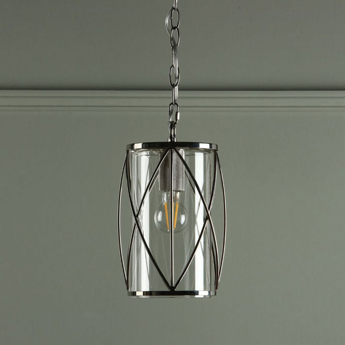 Laura Ashley Beckworth Single Pendant in Polished Nickel with Glass LA