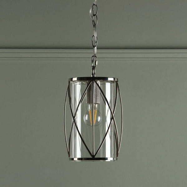 Laura Ashley Beckworth Single Pendant in Polished Nickel with Glass LA3707566-Q