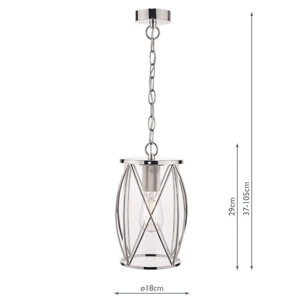 Laura Ashley Beckworth Single Pendant in Polished Nickel with Glass LA3707566-Q