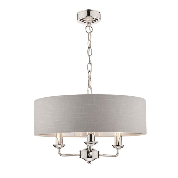 Laura Ashley Sorrento 3-Light Pendant in Polished Nickel with Silver Shade LA3718272-Q