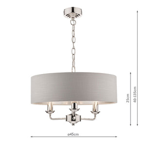 Laura Ashley Sorrento 3-Light Pendant in Polished Nickel with Silver Shade LA3718272-Q