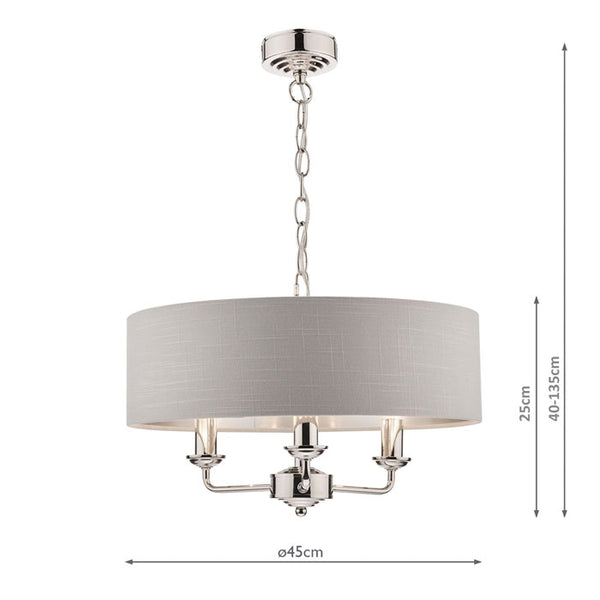 Laura Ashley Sorrento 3-Light Pendant in Polished Nickel with Silver Shade LA3718272-Q