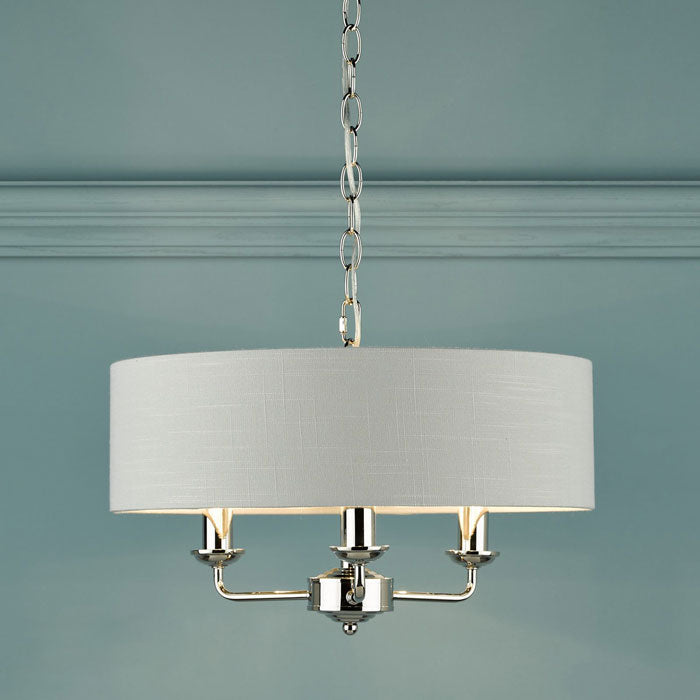 Laura Ashley Sorrento 3-Light Pendant in Polished Nickel with Silver Shade LA3718272-Q