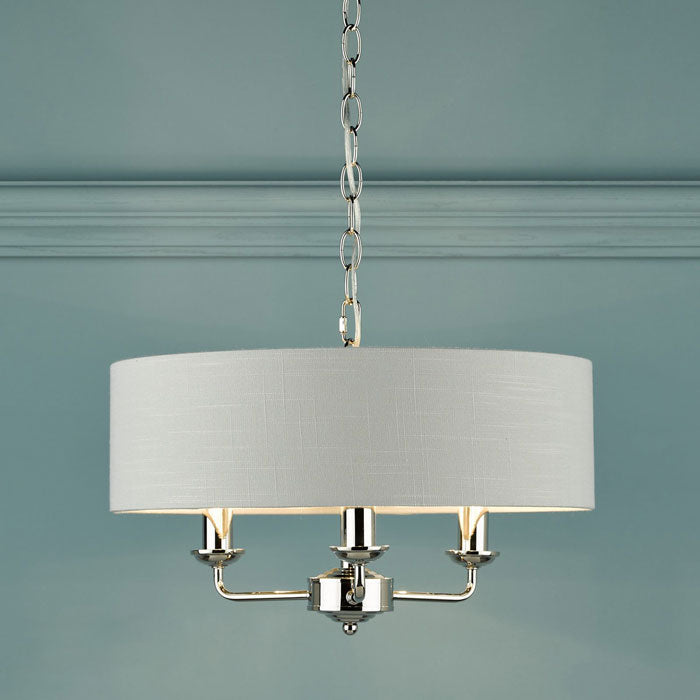 Laura Ashley Sorrento 3-Light Pendant in Polished Nickel with Silver Shade LA3718272-Q