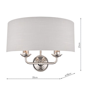 Laura Ashley Sorrento Polished Nickel 2 Light Wall Light with Silver Shade LA3727710-Q