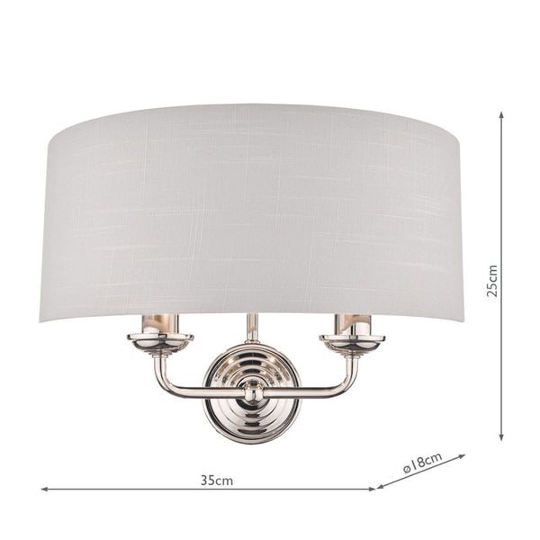 Laura Ashley Sorrento Polished Nickel 2 Light Wall Light with Silver Shade LA3727710-Q