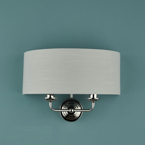 Laura Ashley Sorrento Polished Nickel 2 Light Wall Light with Silver Shade LA3727710-Q