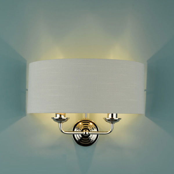 Laura Ashley Sorrento Polished Nickel 2 Light Wall Light with Silver Shade LA3727710-Q