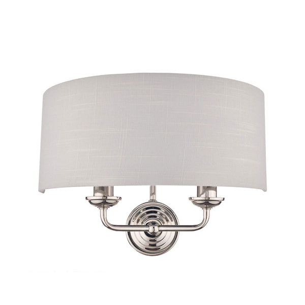Laura Ashley Sorrento Polished Nickel 2 Light Wall Light with Silver Shade LA3727710-Q