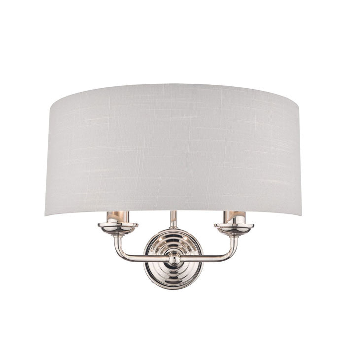 Laura Ashley Sorrento Polished Nickel 2 Light Wall Light with Silver Shade LA3727710-Q