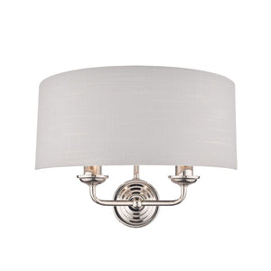 Laura Ashley Sorrento Polished Nickel 2 Light Wall Light with Silver Shade LA3727710-Q