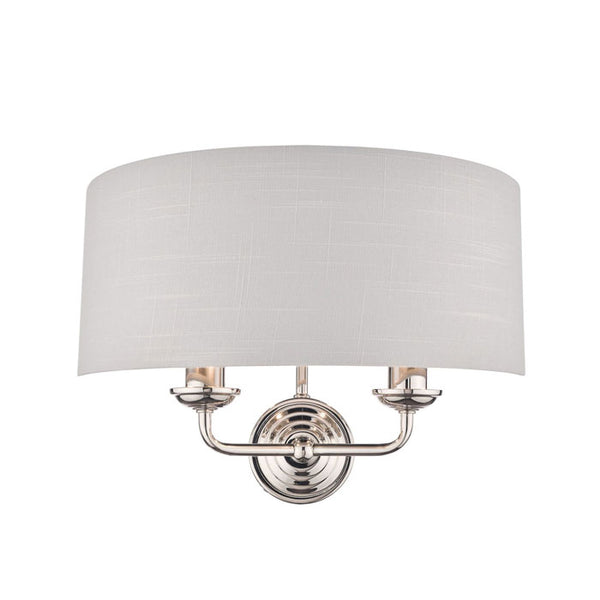 Laura Ashley Sorrento Polished Nickel 2 Light Wall Light with Silver Shade LA3727710-Q
