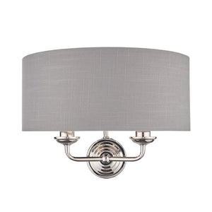 Laura Ashley Sorrento Polished Nickel 2 Light Wall Light with Charcoal Shade LA3727711-Q
