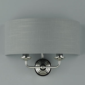 Laura Ashley Sorrento Polished Nickel 2 Light Wall Light with Charcoal Shade LA3727711-Q